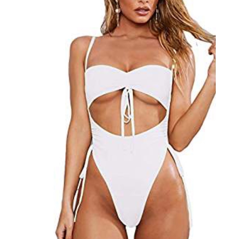 White ruched monokini